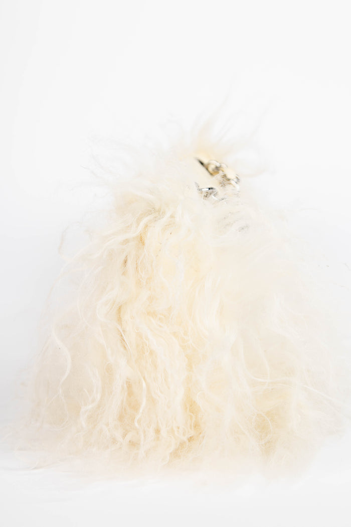 SUPER RARE Chanel Cream Tibetan Lambskin Mongolian Fur Single Flap Shoulder Bag
