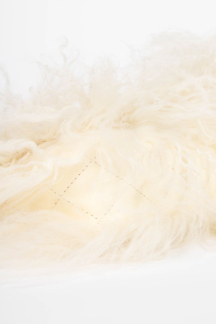 SUPER RARE Chanel Cream Tibetan Lambskin Mongolian Fur Single Flap Shoulder Bag