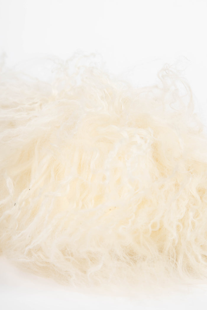 SUPER RARE Chanel Cream Tibetan Lambskin Mongolian Fur Single Flap Shoulder Bag