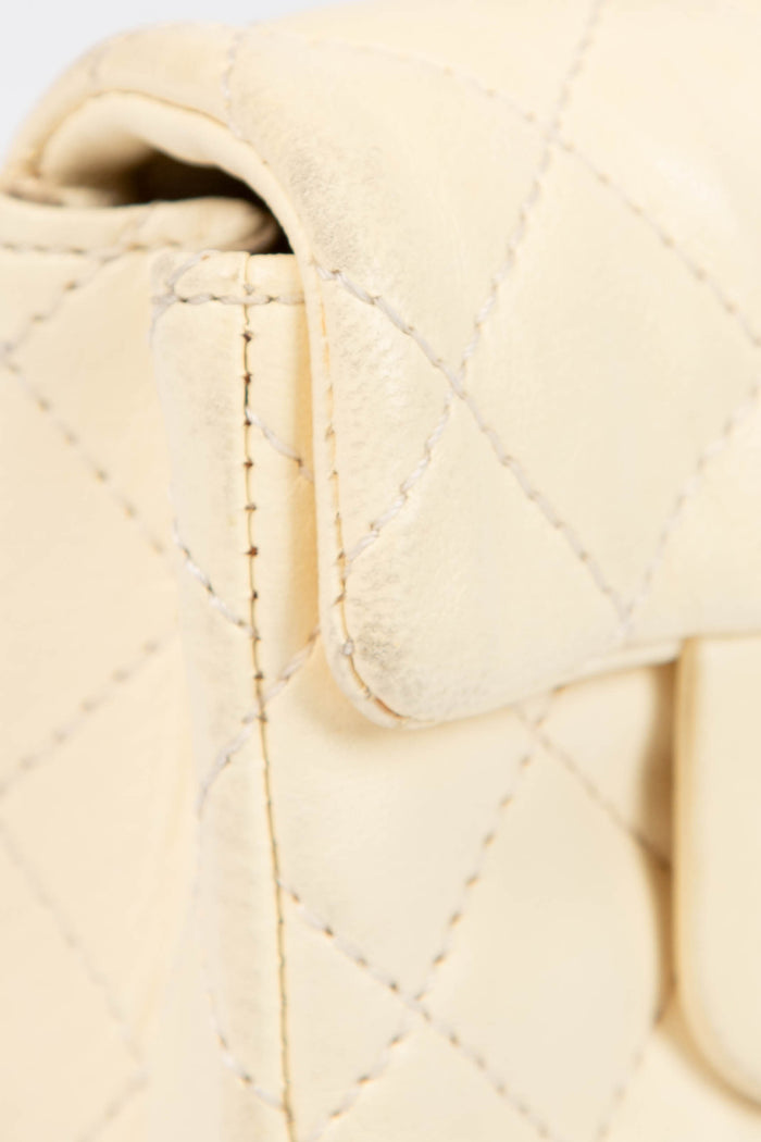 SUPER RARE Chanel Cream Tibetan Lambskin Mongolian Fur Single Flap Shoulder Bag