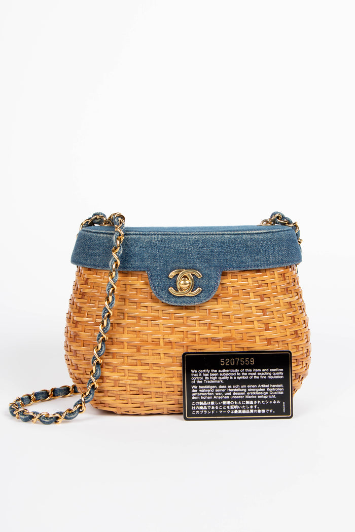 RARE 90s Chanel Denim Basket Crossbody Bag