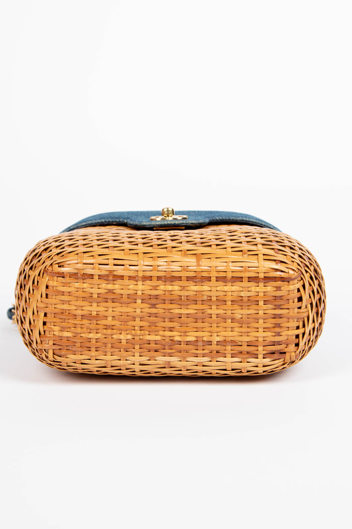 RARE 90s Chanel Denim Basket Crossbody Bag