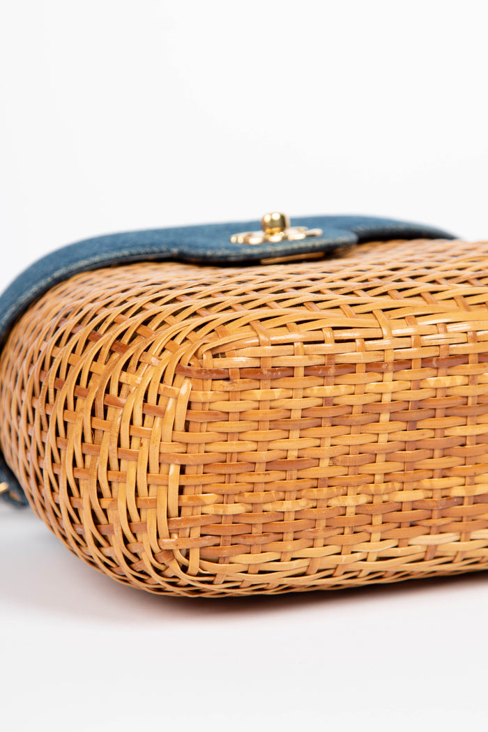 RARE 90s Chanel Denim Basket Crossbody Bag