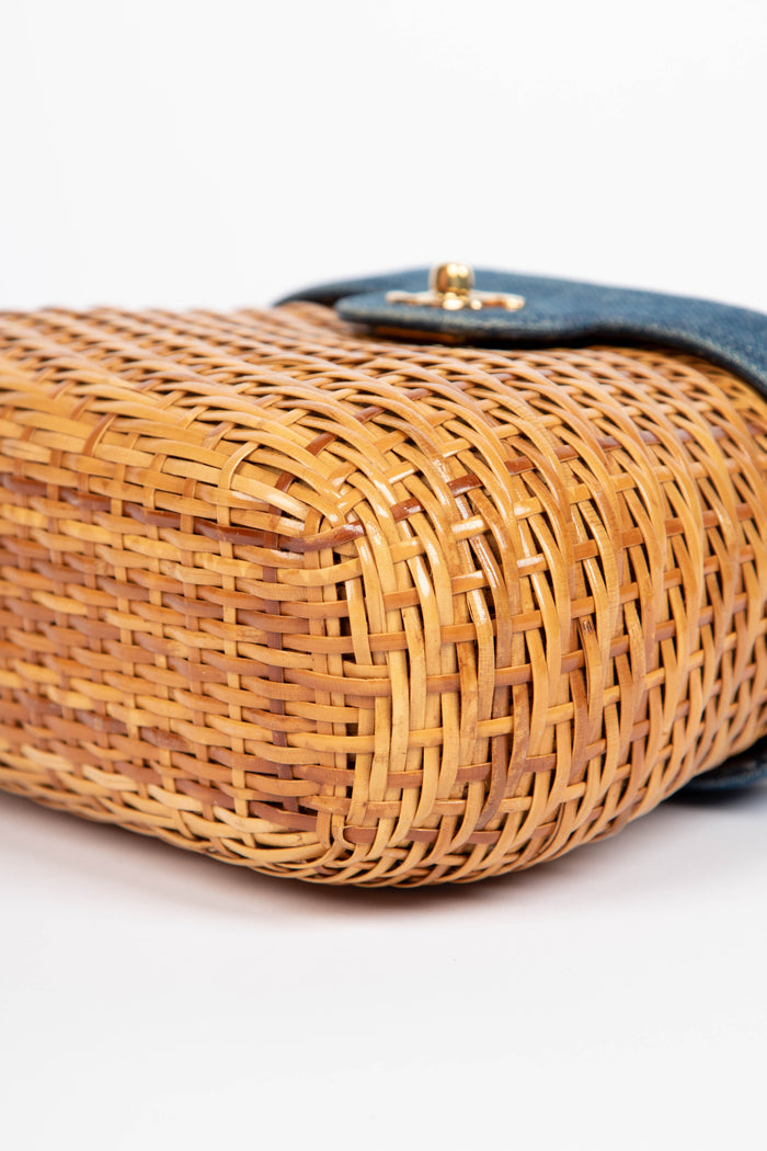 RARE 90s Chanel Denim Basket Crossbody Bag