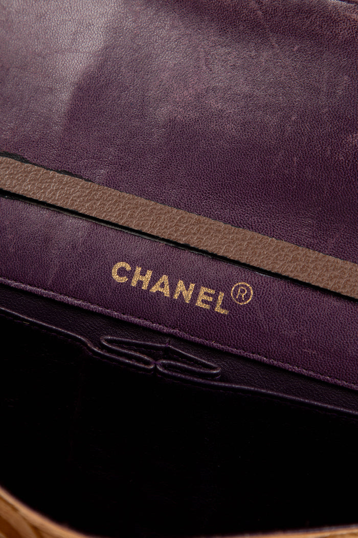 2000s Chanel Beige Coco Pony Hair East West Clutch Bag