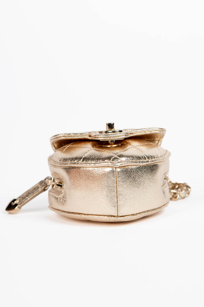 RARE Chanel Gold Lambskin Leather Mini Heart Bag Charm