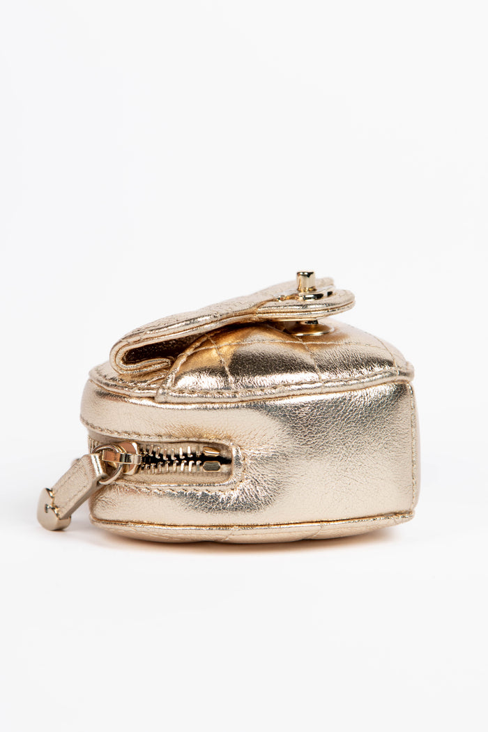 RARE Chanel Gold Lambskin Leather Mini Heart Bag Charm