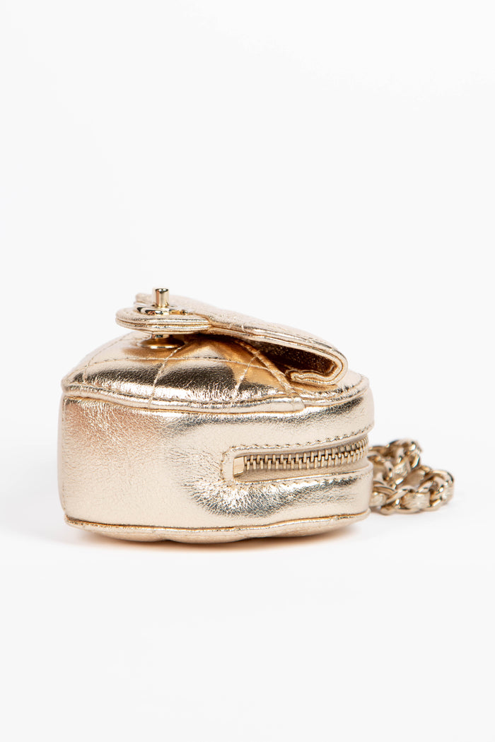 RARE Chanel Gold Lambskin Leather Mini Heart Bag Charm