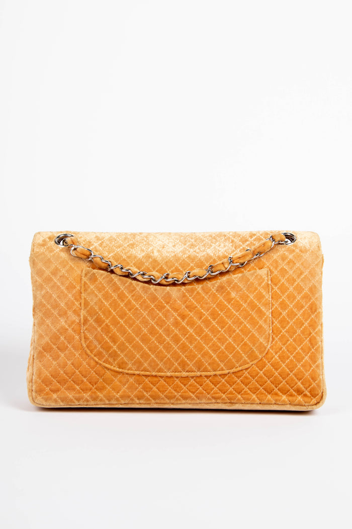 90s Chanel Velvet Quilted Medium Single Flap Shoulder Bag