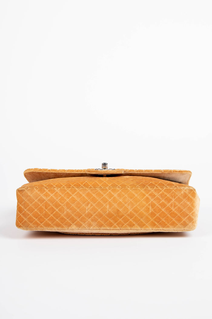 90s Chanel Velvet Quilted Medium Single Flap Shoulder Bag