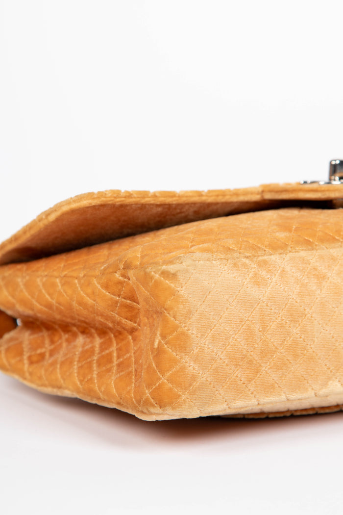 90s Chanel Velvet Quilted Medium Single Flap Shoulder Bag