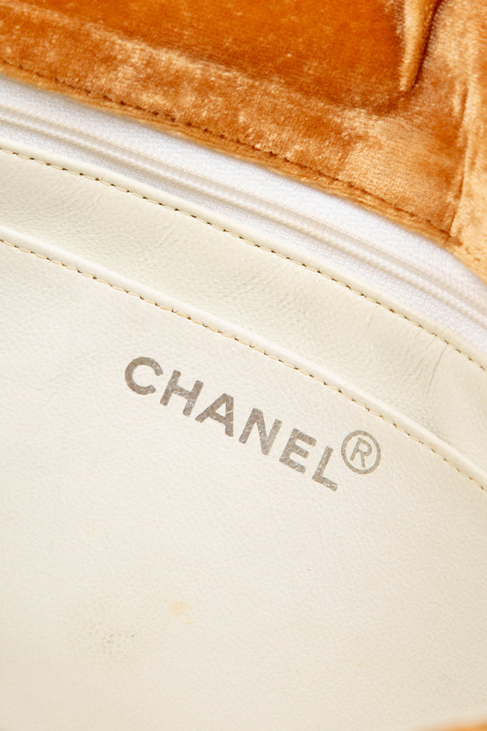 90s Chanel Velvet Quilted Medium Single Flap Shoulder Bag