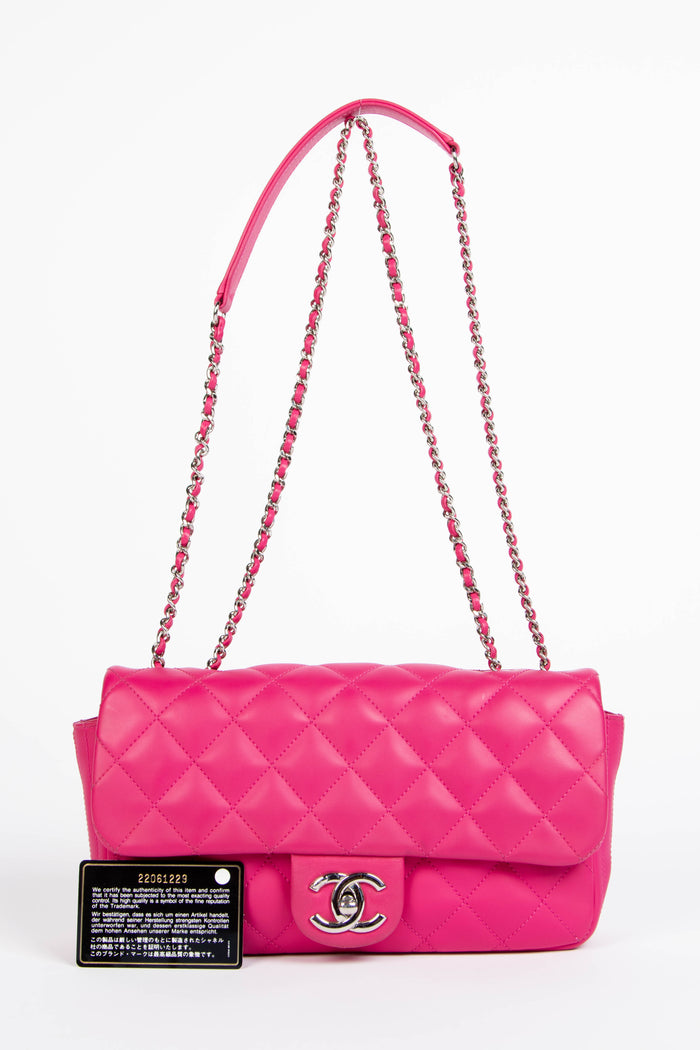 2010s Chanel Pink Rubber Medium Single Flap Shoulder Bag