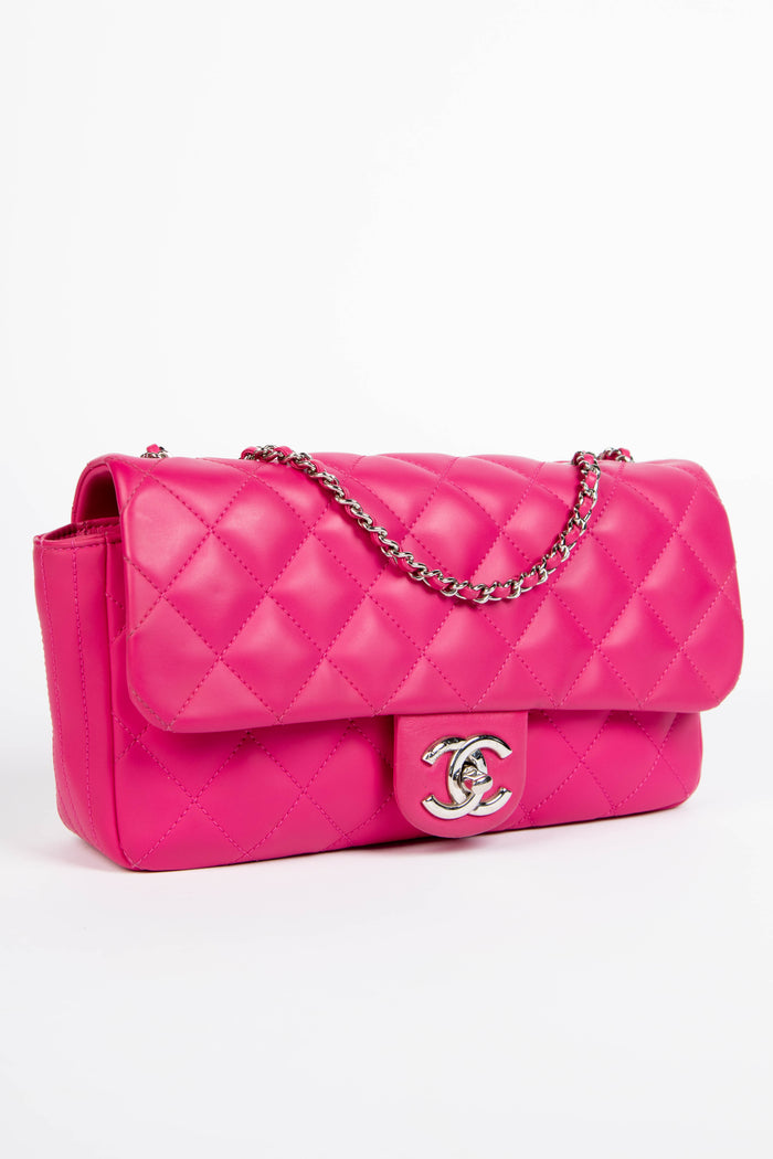 2010s Chanel Pink Rubber Medium Single Flap Shoulder Bag