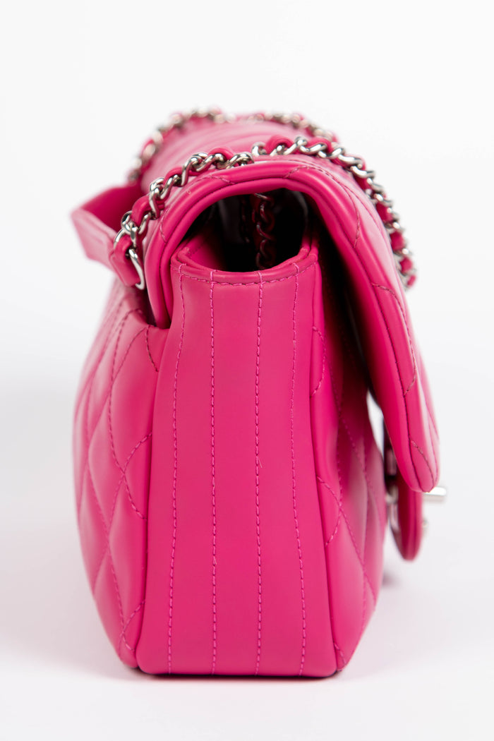 2010s Chanel Pink Rubber Medium Single Flap Shoulder Bag