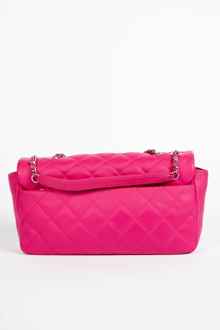 2010s Chanel Pink Rubber Medium Single Flap Shoulder Bag