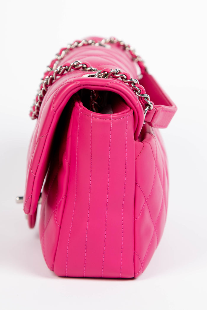 2010s Chanel Pink Rubber Medium Single Flap Shoulder Bag