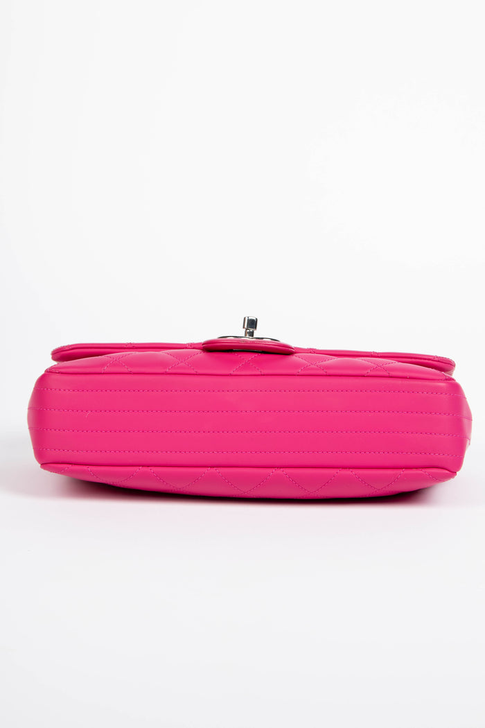 2010s Chanel Pink Rubber Medium Single Flap Shoulder Bag