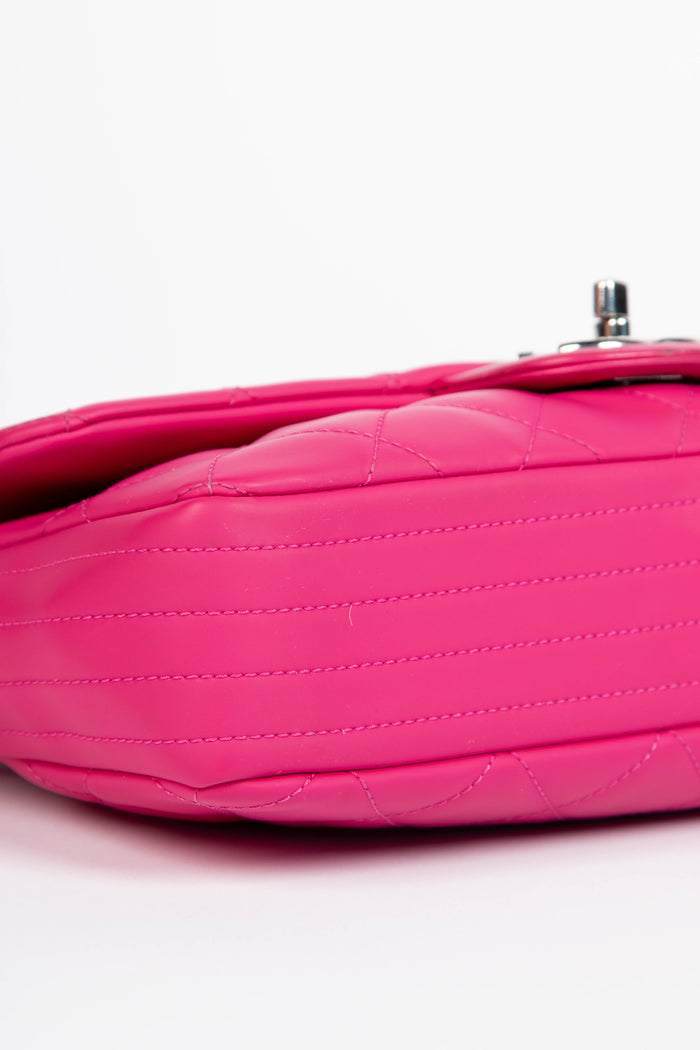 2010s Chanel Pink Rubber Medium Single Flap Shoulder Bag