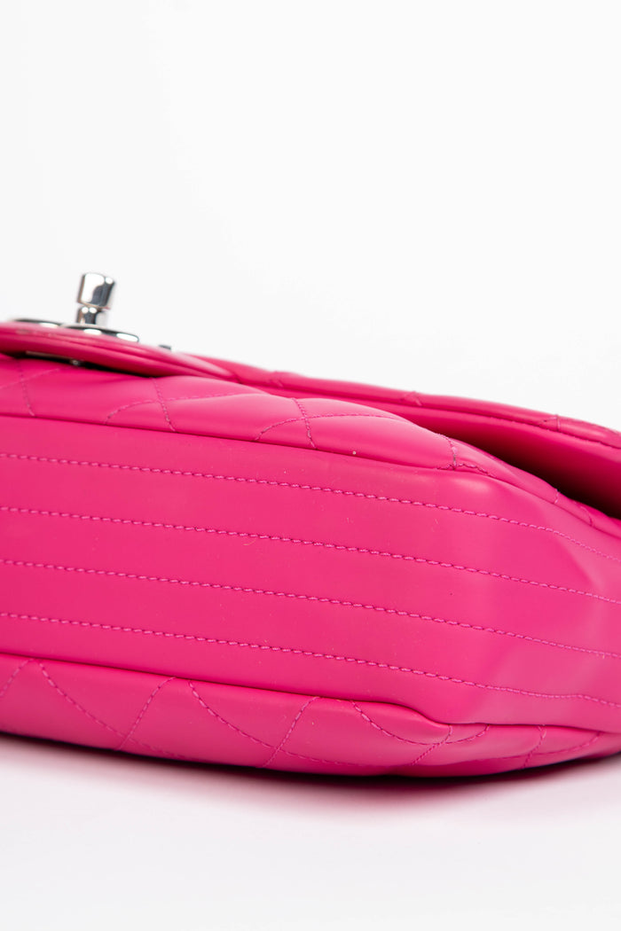 2010s Chanel Pink Rubber Medium Single Flap Shoulder Bag