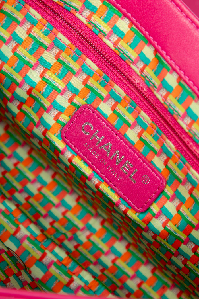 2010s Chanel Pink Rubber Medium Single Flap Shoulder Bag