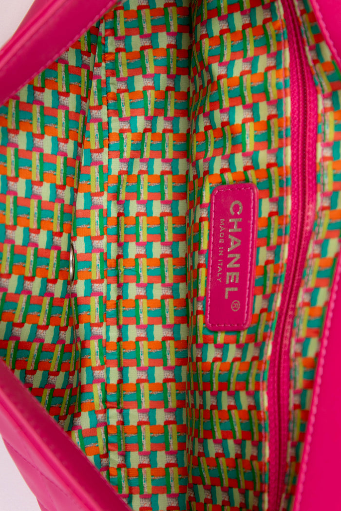 2010s Chanel Pink Rubber Medium Single Flap Shoulder Bag