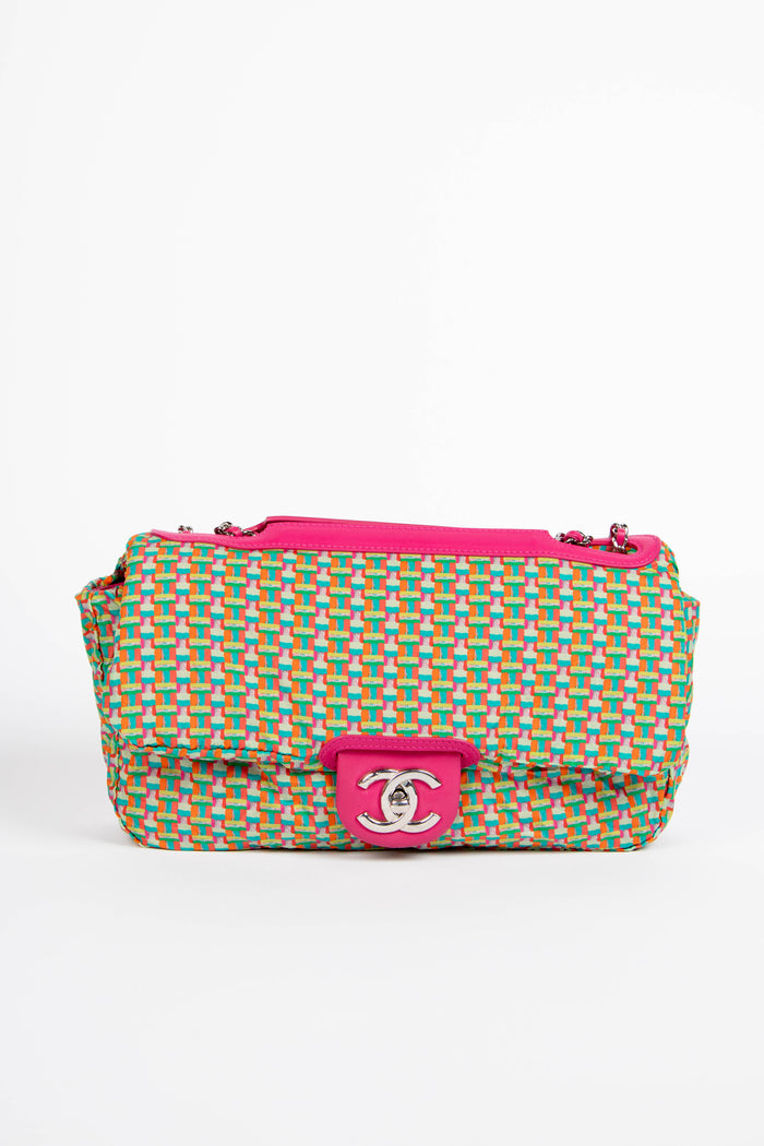 2010s Chanel Pink Rubber Medium Single Flap Shoulder Bag