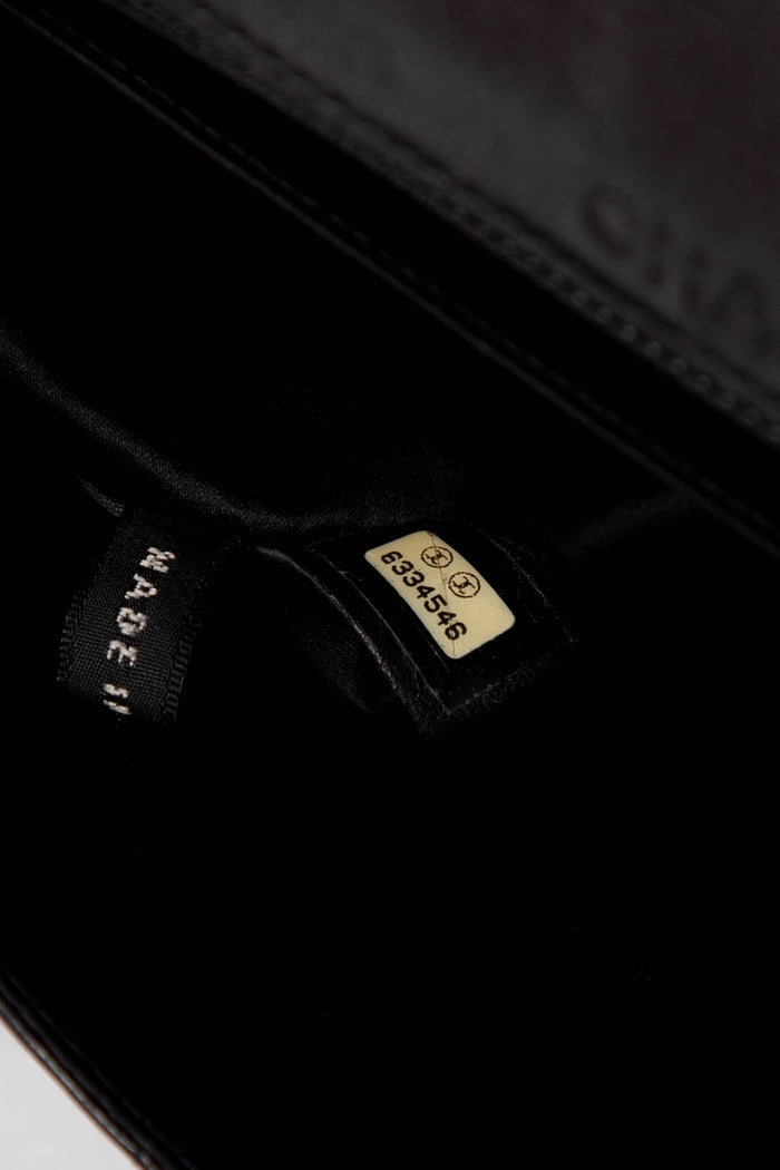 2000s Chanel Black Lambskin Leather Chocolate Bar Single Flap Shoulder Bag