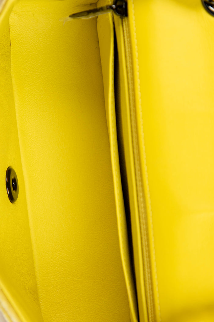 2014 Chanel Yellow Velvet Mini Rectangular Flap Shoulder Bag