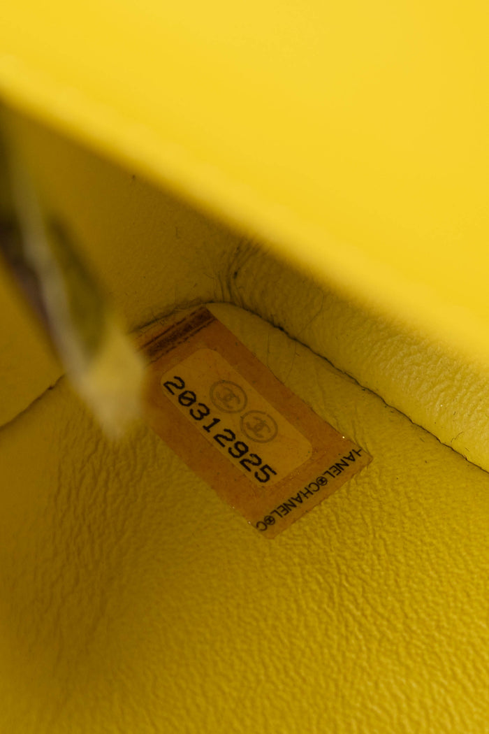 2014 Chanel Yellow Velvet Mini Rectangular Flap Shoulder Bag