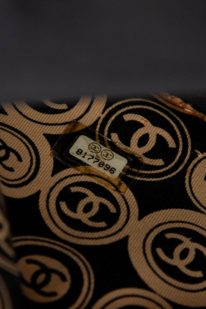 2000s Chanel Black & Beige Jersey Top Handle Bag