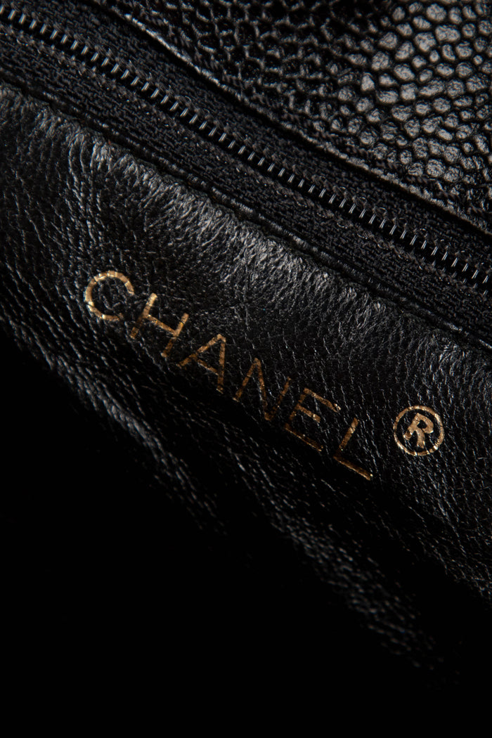 2000s Chanel Black Caviar Leather Shoulder Bag with GHW