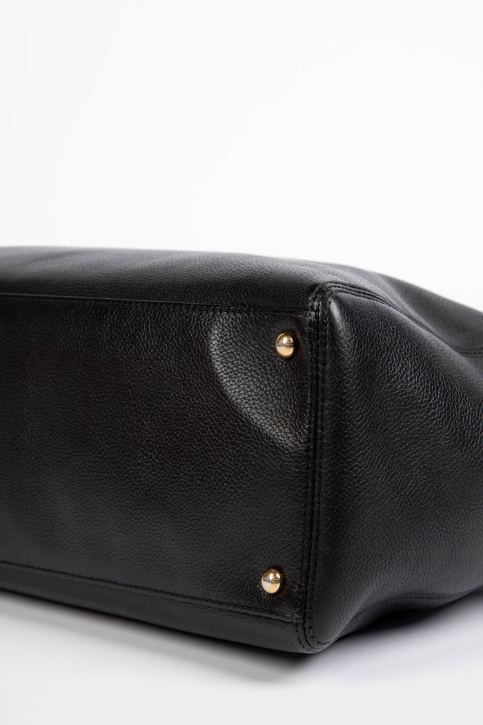 2000s Chanel Black Grained Leather Cerf Executive Shopper Tote Bag