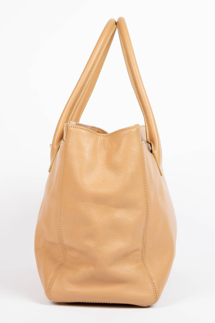 2000s Chanel Beige Grained Leather Cerf Executive Shopper Tote Bag