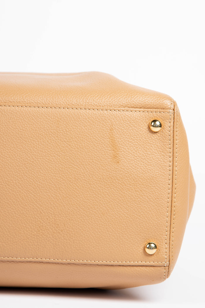 2000s Chanel Beige Grained Leather Cerf Executive Shopper Tote Bag