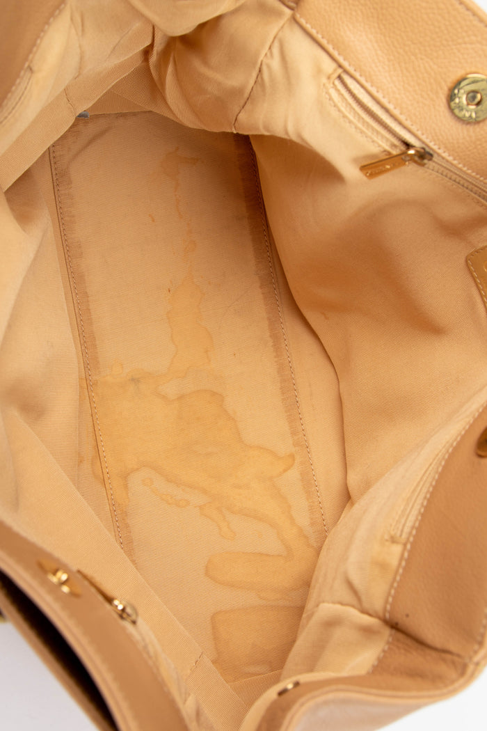 2000s Chanel Beige Grained Leather Cerf Executive Shopper Tote Bag