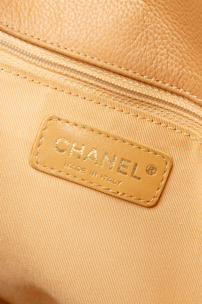 2000s Chanel Beige Grained Leather Cerf Executive Shopper Tote Bag
