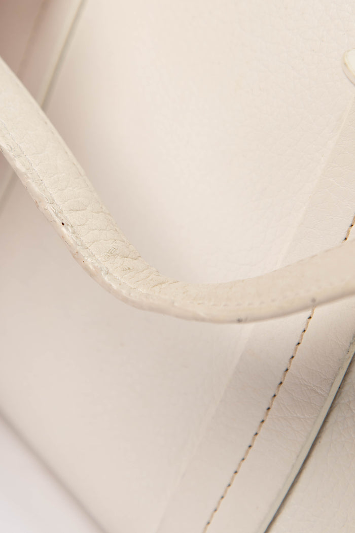 2000s Christian Dior White Leather Frame Floral Tote Bag