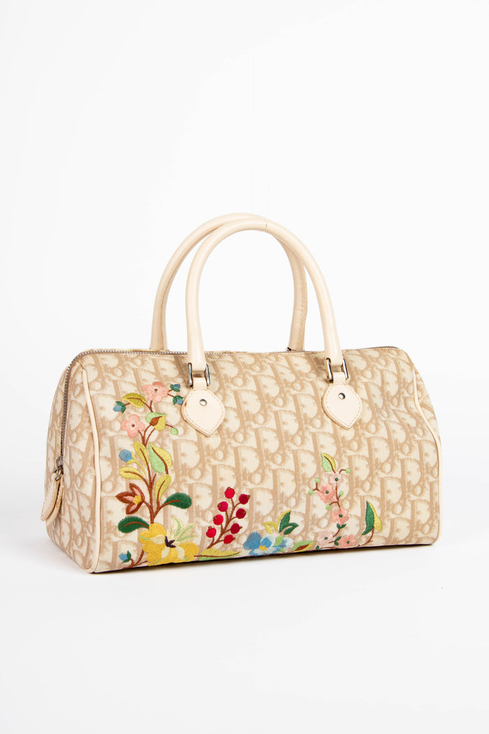 2000s Christian Dior Floral Small Boston Bag