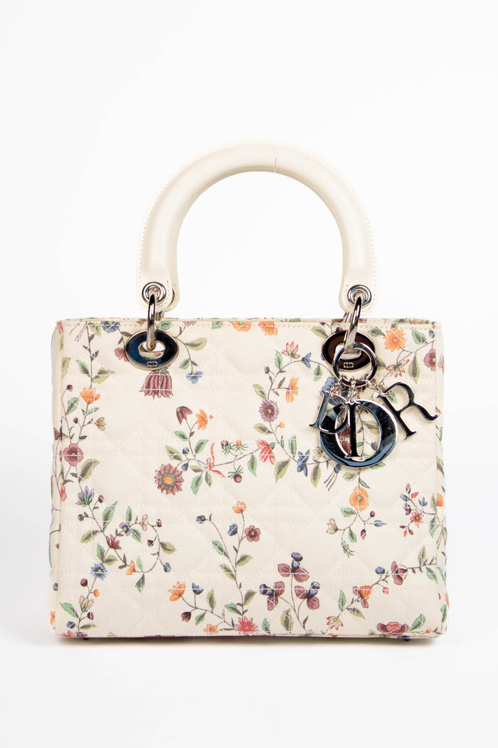 2000s Christian Dior Floral Medium Lady Dior