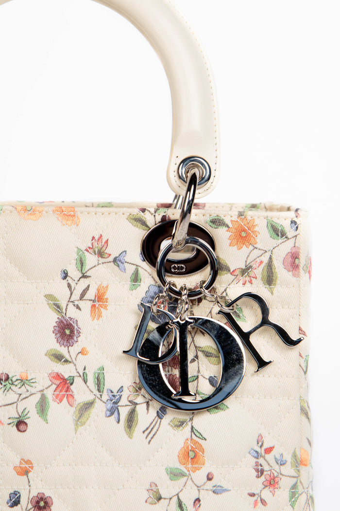 2000s Christian Dior Floral Medium Lady Dior