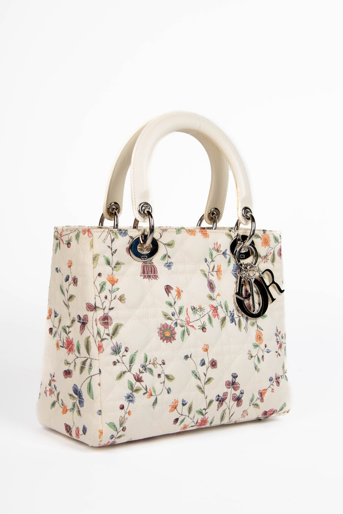 2000s Christian Dior Floral Medium Lady Dior