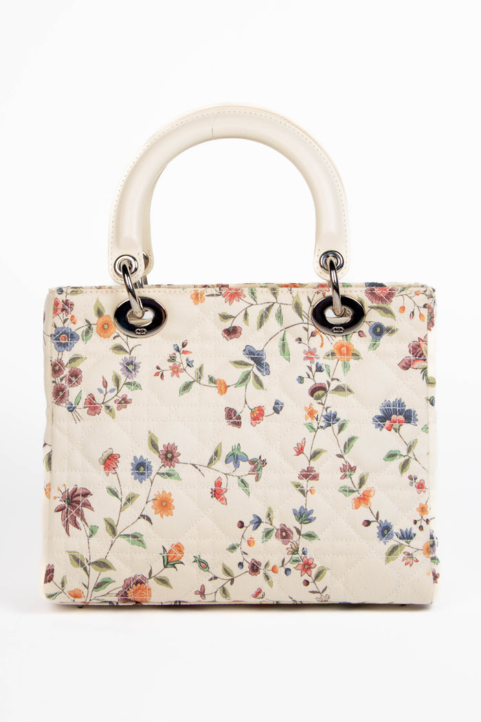 2000s Christian Dior Floral Medium Lady Dior