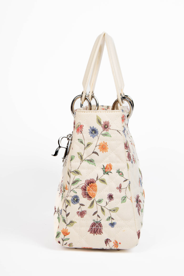 2000s Christian Dior Floral Medium Lady Dior