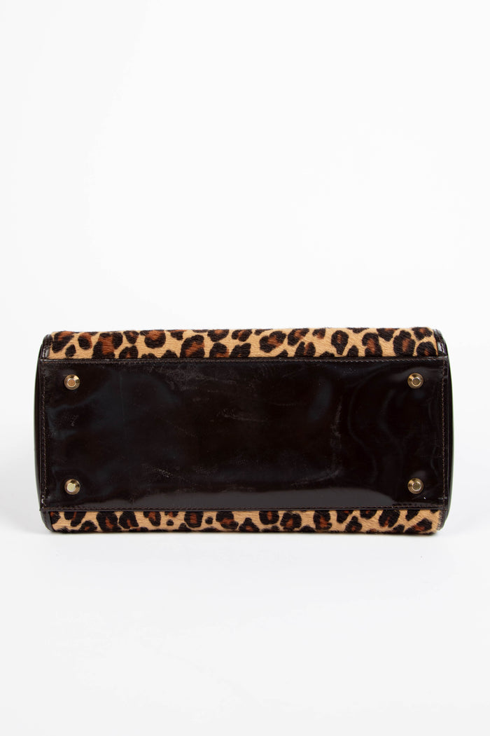 2000s Christian Dior Leopard Print Medium Lady Dior
