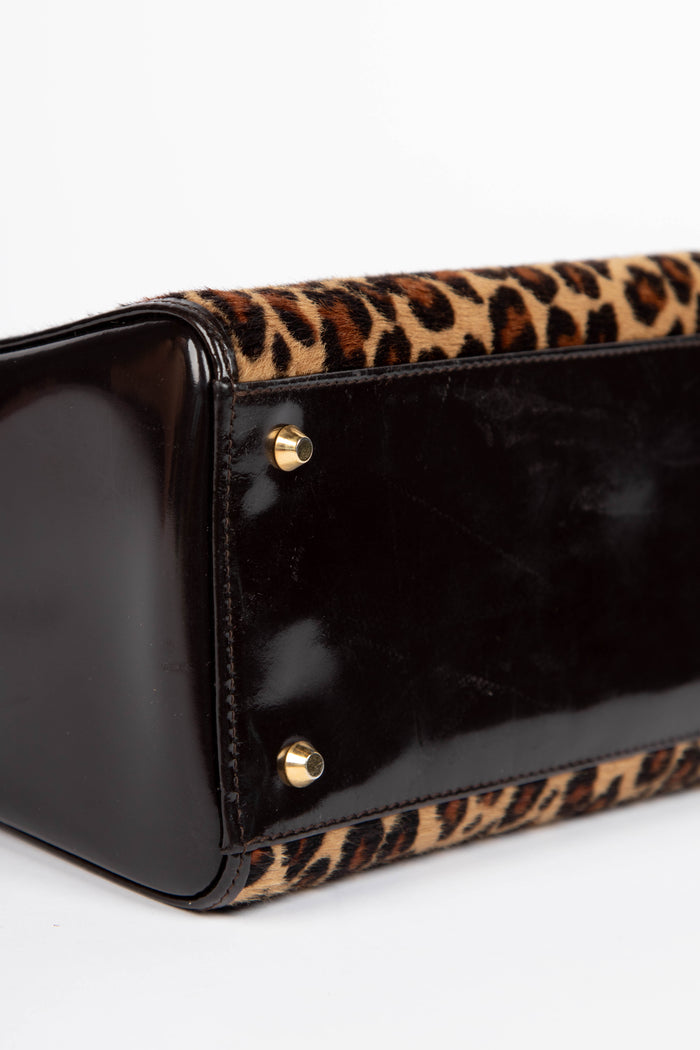 2000s Christian Dior Leopard Print Medium Lady Dior