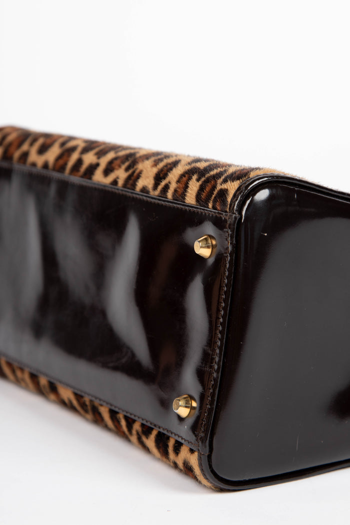 2000s Christian Dior Leopard Print Medium Lady Dior