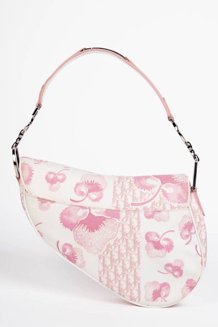 RARE 2000s Christian Dior Galliano Pink Cherry Blossom Saddle Bag