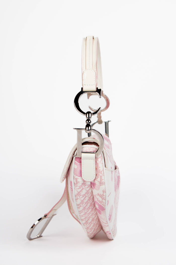 RARE 2000s Christian Dior Galliano Pink Cherry Blossom Saddle Bag