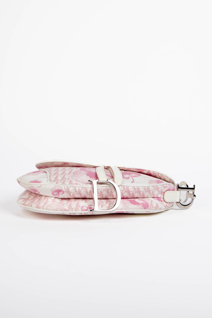 RARE 2000s Christian Dior Galliano Pink Cherry Blossom Saddle Bag